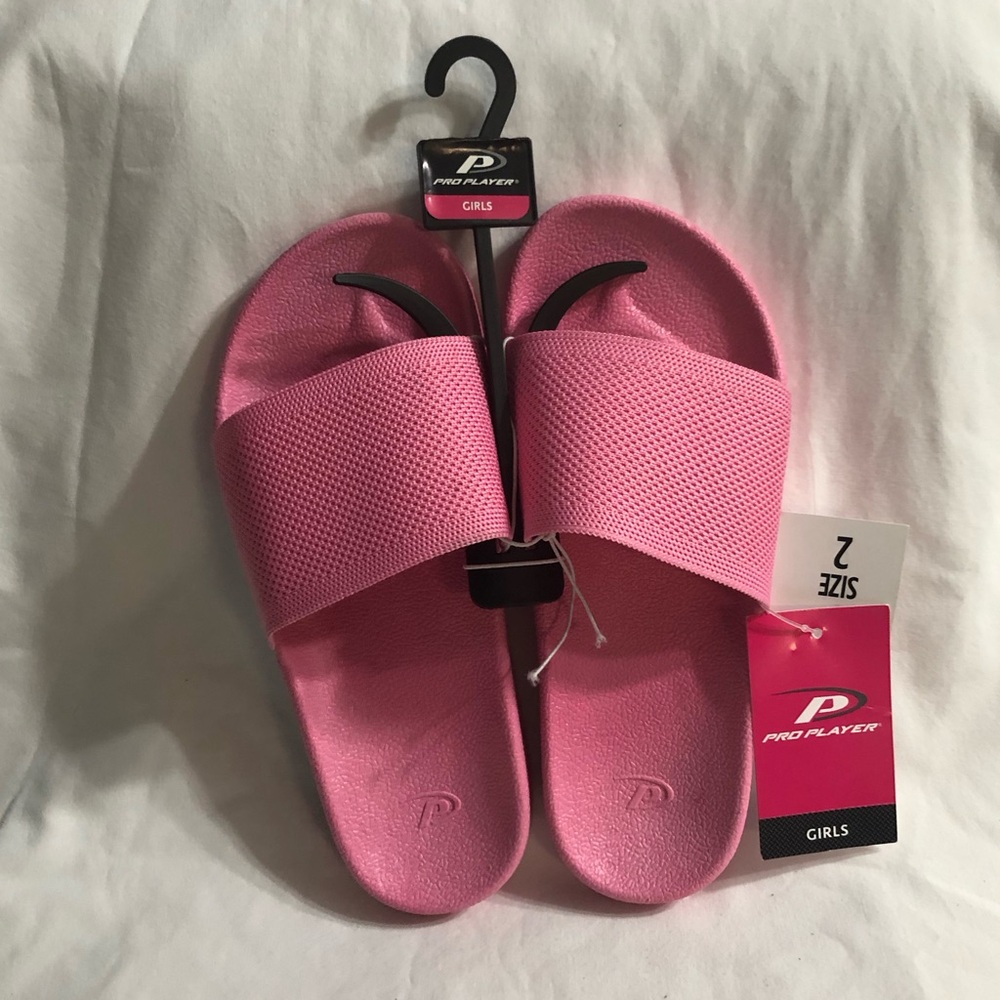 Pro-player Girl’s knit slide sandals slip on pink . Size 2
